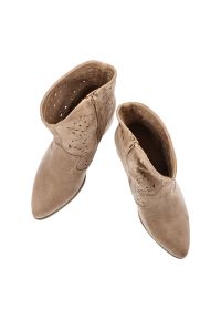 Beżowe Botki S.Barski Modne Ażurowe Obuwie Damskie. Okazja: na co dzień. Zapięcie: zamek. Kolor: beżowy. Materiał: materiał. Wzór: ażurowy. Styl: klasyczny, casual, elegancki #6