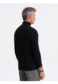 Ombre Clothing - Longsleeve męski z golfem - czarny V1 OM-LSCL-0112 - XXL. Typ kołnierza: golf. Kolor: czarny. Materiał: bawełna, elastan. Długość rękawa: długi rękaw #3