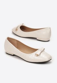 Renee - Beżowe Balerinki Calline. Zapięcie: bez zapięcia. Kolor: beżowy. Materiał: skóra. Obcas: na obcasie. Styl: elegancki. Wysokość obcasa: niski #5