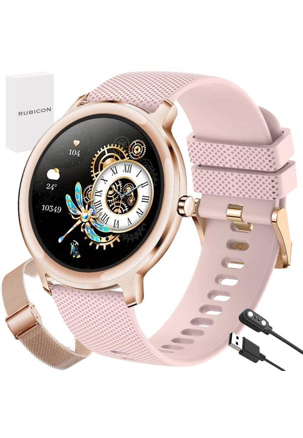 Rubicon - Zegarek SMARTWATCH RUBICON RNBE66 rosegold / 2 paski. Rodzaj zegarka: smartwatch
