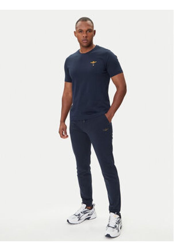 Aeronautica Militare T-Shirt 252TS1580UJ00372 Granatowy Regular Fit. Kolor: niebieski. Materiał: bawełna