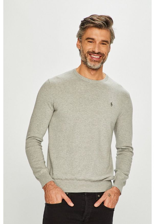 Polo Ralph Lauren - Sweter. Okazja: na co dzień. Typ kołnierza: polo. Kolor: szary. Materiał: dzianina. Styl: casual