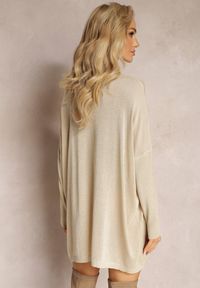 Renee - Jasnobeżowy Sweter Oversize z Delikatną Złotą Nitką Felhana. Kolor: beżowy. Sezon: zima #4