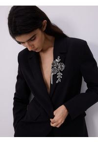 Reserved - Taliowana marynarka z wełną - czarny. Kolor: czarny. Materiał: wełna #1