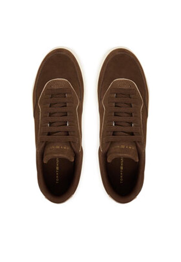 TOMMY HILFIGER - Tommy Hilfiger Sneakersy Casual FW0FW09050 Brązowy. Okazja: na co dzień. Kolor: brązowy. Materiał: zamsz, skóra