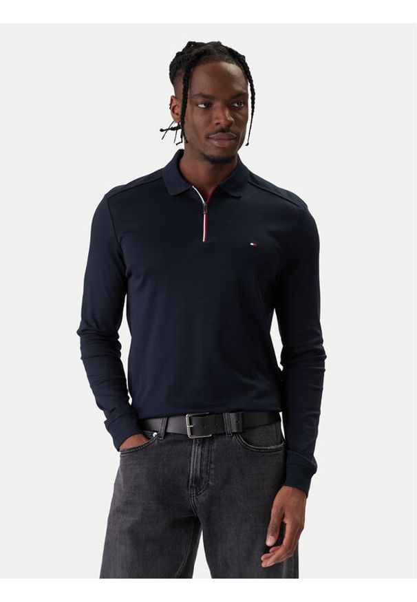 TOMMY HILFIGER - Tommy Hilfiger Polo MW0MW42808 Granatowy Regular Fit. Typ kołnierza: polo. Kolor: niebieski. Materiał: bawełna