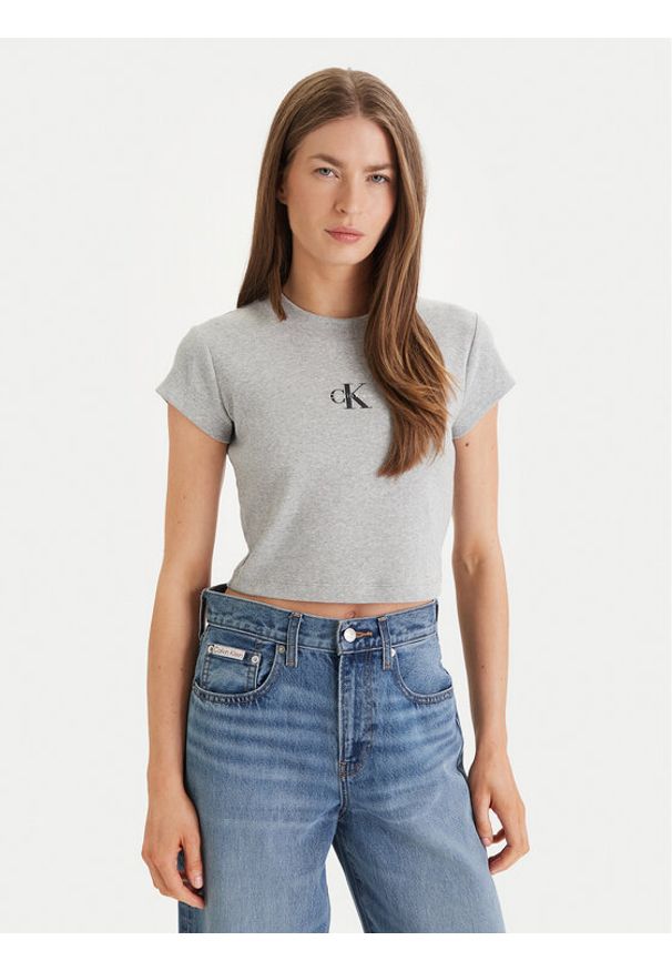 Calvin Klein Jeans T-Shirt LV047AB802 Szary Regular Fit. Kolor: szary. Materiał: bawełna