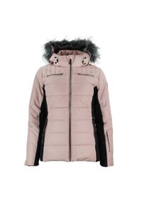 PEAK MOUNTAIN - Damska kurtka puchowa Peak Mountain. Kolor: czarny, różowy, wielokolorowy. Materiał: puch. Sezon: zima. Sport: narciarstwo #1