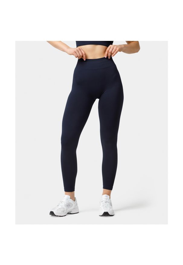 Legginsy bezszwowe push-up Carpatree Elite granatowe. Stan: podwyższony. Kolor: niebieski. Materiał: elastan, skóra. Sport: fitness