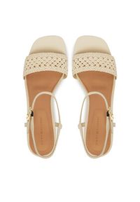 TOMMY HILFIGER - Tommy Hilfiger Sandały Crochet Lthr Kitten Sandal FW0FW08587 Beżowy. Kolor: beżowy. Materiał: skóra #4