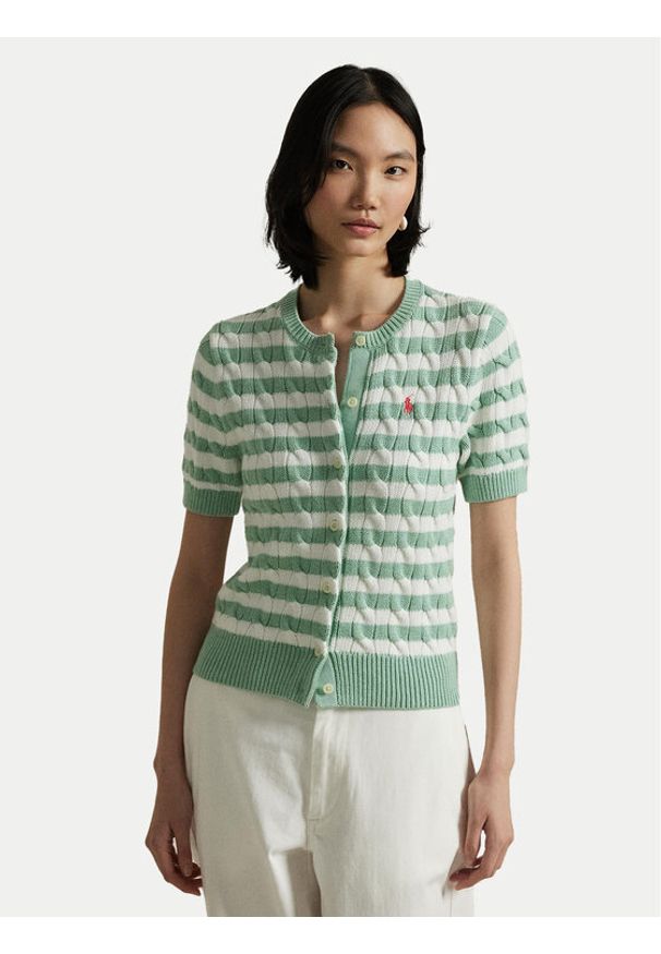 Polo Ralph Lauren Kardigan 211965757001 Zielony Slim Fit. Typ kołnierza: polo. Kolor: zielony. Materiał: bawełna