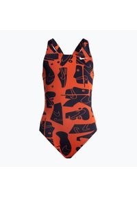 Strój pływacki jednoczęściowy dziecięcy Nike Multiple Print Fastback. Kolor: pomarańczowy. Wzór: nadruk #1