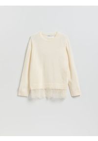Reserved - Sweter z wełną - kremowy. Kolor: kremowy. Materiał: wełna #1