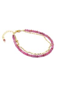 Brazi Druse Jewelry - Bransoletka Turmalin Różowy łańcuszek. Materiał: złote, srebrne. Kolor: różowy