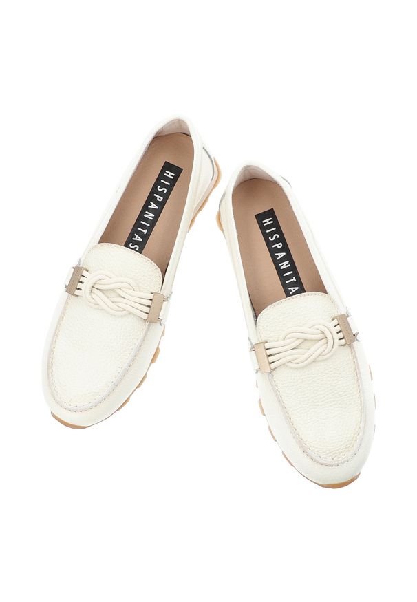 Półbuty damskie Hispanitas, ze skóry naturalnej z wsuwanym krojem oraz zaokrąglonym noskiem, białe, HV264662 Bolero-V26 Panna. Okazja: na co dzień. Kolor: biały. Materiał: skóra. Sezon: wiosna, lato. Styl: casual, klasyczny