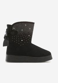 Born2be - Czarne Śniegowce Stikine. Wysokość cholewki: za kostkę. Zapięcie: bez zapięcia. Kolor: czarny. Materiał: futro, materiał, satyna. Szerokość cholewki: szeroka #4