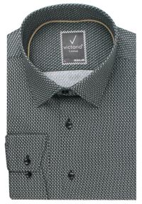 Koszula Wizytowa z Prostym Krojem - Victorio - Mikrowzór, Czarno-Biała. Okazja: na co dzień. Kolor: czarny, biały, wielokolorowy. Materiał: elastan, bawełna. Długość rękawa: długi rękaw. Długość: długie. Styl: wizytowy #1