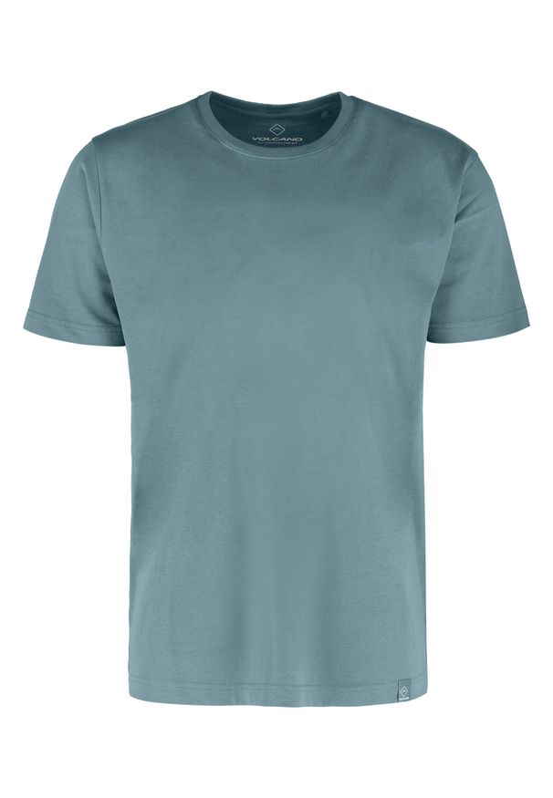 Volcano - Bawełniana koszulka T-BASIC. Kolekcja: plus size. Kolor: niebieski. Materiał: bawełna. Długość rękawa: krótki rękaw. Długość: krótkie. Styl: klasyczny