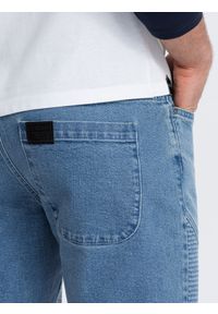 Ombre Clothing - Spodnie męskie joggery jeansowe z przeszyciami - niebieskie V2 OM-PADJ-0113 - XXL. Kolor: niebieski. Materiał: jeans #4