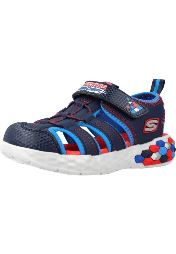 skechers - Buty do chodzenia dla dzieci Skechers 402213LNVRD. Zapięcie: rzepy. Kolor: czerwony, niebieski, wielokolorowy. Materiał: syntetyk, tkanina, materiał