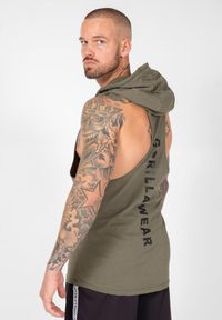 GORILLA WEAR - Tank Top fitness męski Gorilla Wear Lawrence Hooded z kapturem. Typ kołnierza: kaptur. Kolor: zielony. Długość rękawa: bez rękawów. Sport: fitness