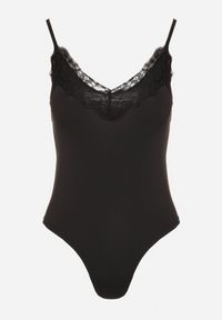 Born2be - Czarne Body z Ozdobną Koronką Amosela. Kolor: czarny. Materiał: koronka. Wzór: koronka. Styl: elegancki #3