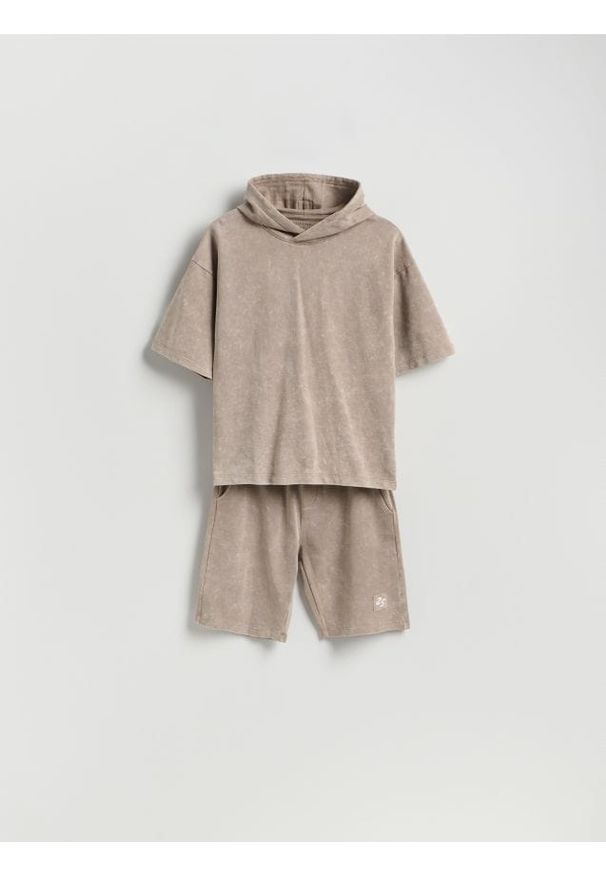 Reserved - Bawełniany komplet - beżowy. Kolor: beżowy. Materiał: bawełna