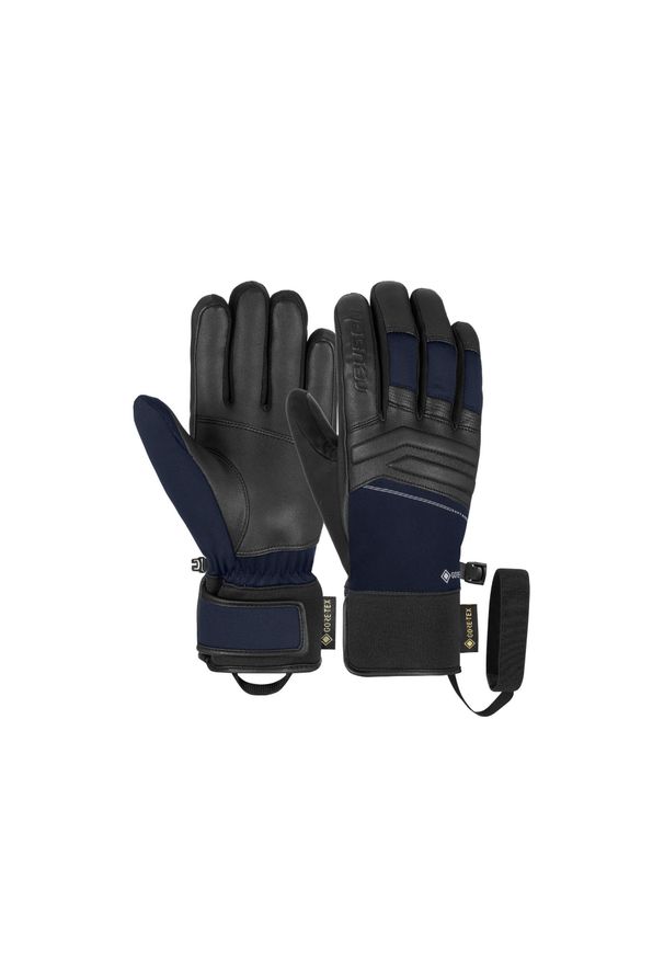 Rękawice narciarskie unisex Reusch Jupiter Gore-Tex kozia skóra nieprzemakalne. Kolor: czarny, niebieski, wielokolorowy. Materiał: skóra. Technologia: Gore-Tex. Sezon: zima. Sport: narciarstwo