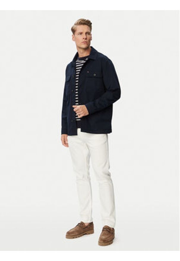TOMMY HILFIGER - Tommy Hilfiger Kurtka przejściowa Blend MW0MW43471 Granatowy Regular Fit. Kolor: niebieski. Materiał: bawełna