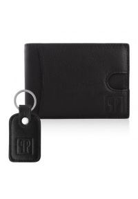 PAOLO PERUZZI - Portfel męski skórzany czarny T-46-BL i brelok do kluczy T-86-BL zestaw prezentowy ZUP-135-BL. Kolor: czarny. Materiał: skóra #1
