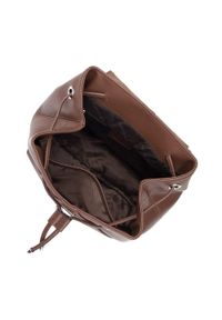 Wittchen - Damski plecak worek skórzany z przeszyciami ciemnobrązowy. Kolor: brązowy. Materiał: skóra. Wzór: haft. Styl: casual, elegancki #4