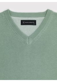 Pako Lorente - PAKO LORENTE – Zielony męski sweter w serek. Typ kołnierza: dekolt w serek. Kolor: zielony, czerwony. Materiał: bawełna. Sezon: wiosna #7