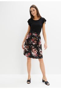 bonprix - Dżersejowa sukienka z mieszanki wiskozy. Kolor: czarny. Materiał: jersey, wiskoza. Wzór: nadruk #2