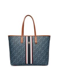 TOMMY HILFIGER - Tommy Hilfiger Torebka Th Monoplay Tote Stripe Le AW0AW18390 Niebieski. Kolor: niebieski. Materiał: skórzane #4