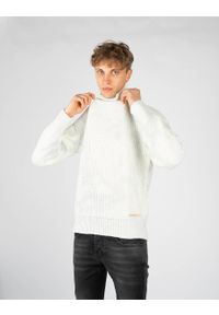 Takeshy Kurosawa Sweter "Dolcevita" | 83062 | Dolcevita Sfumata | Mężczyzna | Biały, Szary. Okazja: na co dzień. Typ kołnierza: golf. Kolor: wielokolorowy, szary, biały. Materiał: akryl, wełna. Wzór: aplikacja. Styl: casual #7