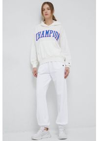 Champion spodnie dresowe kolor biały gładkie. Kolor: biały. Materiał: dresówka. Wzór: gładki #4