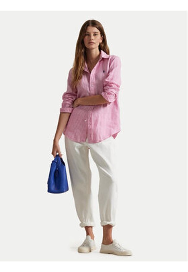 Polo Ralph Lauren Koszula 211970691001 Różowy Regular Fit. Typ kołnierza: polo. Kolor: różowy. Materiał: len