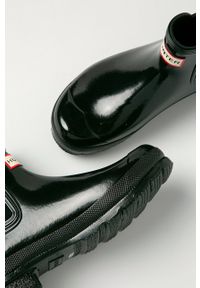 Hunter - Kalosze. Nosek buta: okrągły. Kolor: czarny. Materiał: syntetyk, materiał, guma. Szerokość cholewki: normalna. Wzór: gładki #5