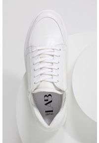 Answear Lab buty skórzane kolor biały. Nosek buta: okrągły. Zapięcie: sznurówki. Kolor: biały. Materiał: skóra #3