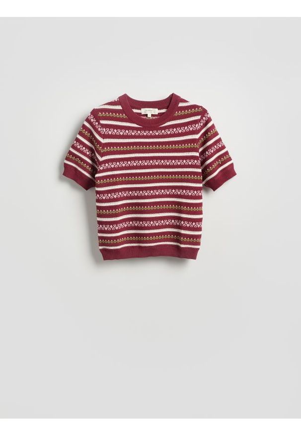 Reserved - Wzorzysty sweter z wiskozą - wielobarwny. Materiał: wiskoza