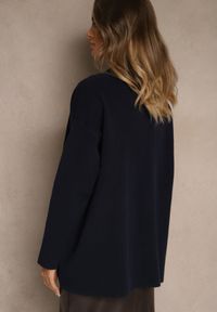 Renee - Granatowy Kardigan z Kaszmirem o Prostym Kroju Bez Zapięć z Kieszeniami Zaisa. Kolor: niebieski. Materiał: kaszmir. Styl: elegancki #5