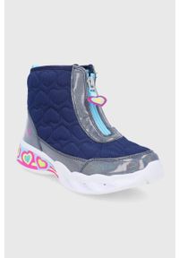skechers - Skechers Śniegowce dziecięce kolor granatowy. Nosek buta: okrągły. Kolor: niebieski. Szerokość cholewki: normalna #4