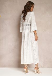 Renee - Biały Ażurowy Kardigan Plażowy Narzutka w Stylu Boho Eleany. Okazja: na plażę. Kolor: biały. Wzór: ażurowy. Styl: boho #4