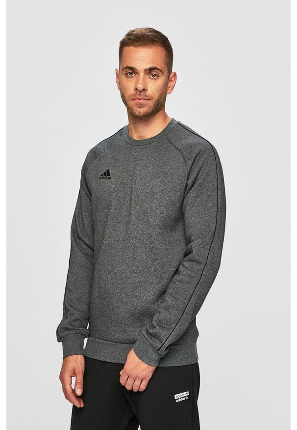 adidas Performance - Bluza. Kolor: szary. Materiał: dzianina. Długość rękawa: raglanowy rękaw