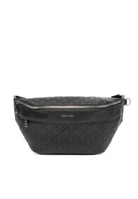 Calvin Klein Saszetka nerka Emblem Emboss Waistbag LV04D3205G Czarny. Kolor: czarny. Materiał: skóra