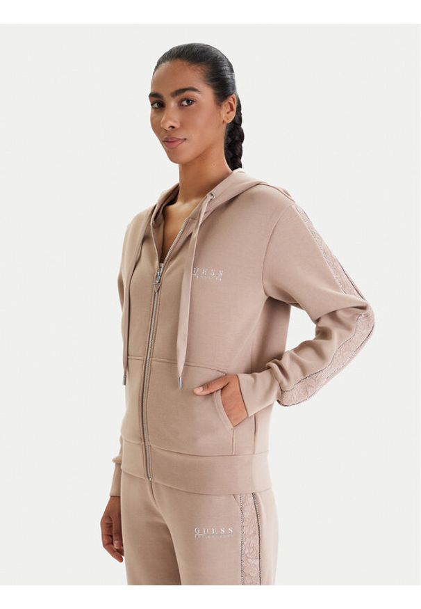 Guess Bluza W6RQ12 KBYE2 Beżowy Regular Fit. Kolor: beżowy. Materiał: syntetyk