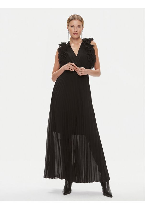 ViCOLO Sukienka wieczorowa TR0635 Czarny Regular Fit. Kolor: czarny. Materiał: syntetyk, wiskoza. Styl: wizytowy