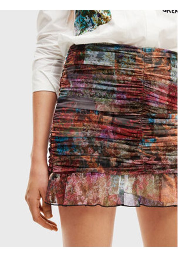 Desigual Spódnica mini Bora 22WWFK03 Kolorowy Slim Fit. Materiał: syntetyk. Wzór: kolorowy