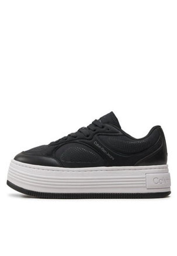 Calvin Klein Jeans Sneakersy Bold Platf Low Lace Mix In Mtl YW0YW01471 Czarny. Kolor: czarny. Materiał: skóra