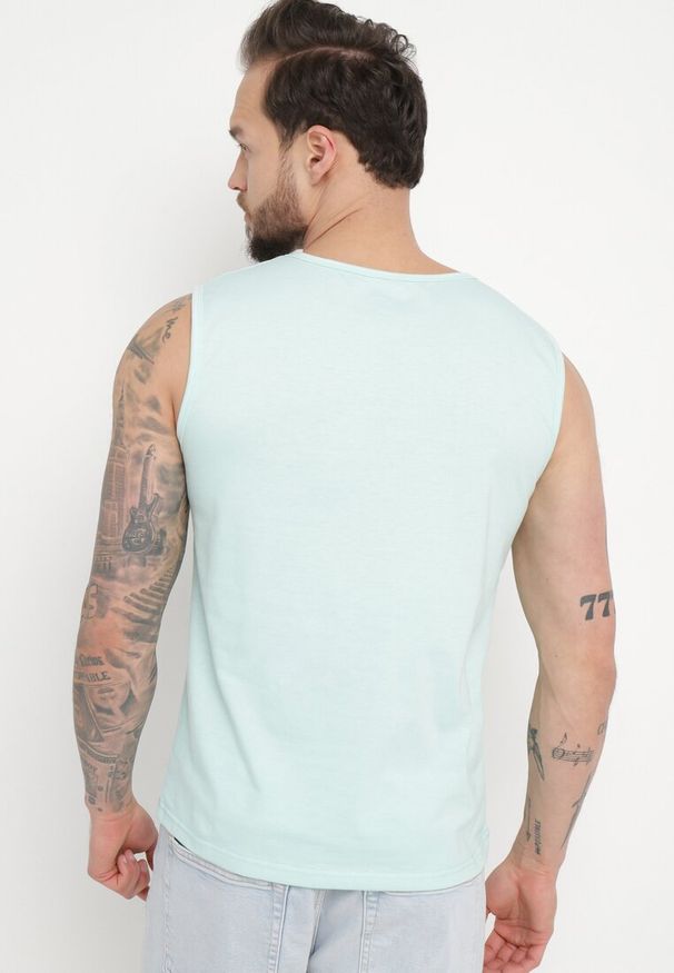 Born2be - Miętowa Klasyczna Koszulka Tank Top Bez Rękawów Lakeana. Kolor: miętowy. Materiał: jeans, materiał. Długość rękawa: bez rękawów